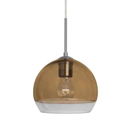 Besa Lighting Ally 8 Cord Pendant, Amber/Clear, Satin Nickel Finish, 1x60W Incandescent 1JT-ALLY8AM-SN